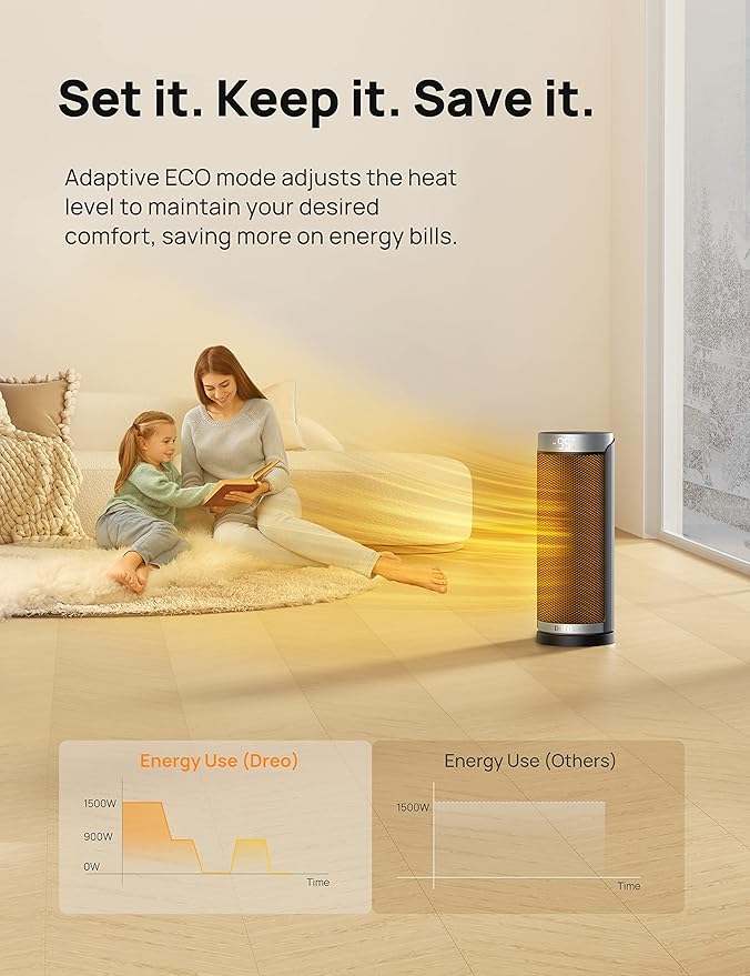 Dreo Space Heaters for Indoor Use, Electric Heater with Remote for Bedroom Large Room, 16 inch Upgraded 1500W Fast Heating with Thermostat, Overheating & Tip-Over Protection, 70°Oscillating, Portable