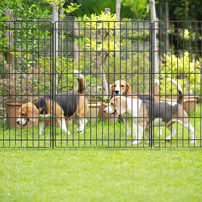 INJOPEXI Garden Fence Outdoor 6 Panels 13ft (L)×36in (H) Decorative Garden Fences with 6 Panels Rustproof Wire No Dig Metal Animal Barrier Dog Rabbit Fencing for Yard Lawn Patio - Without Fence Gate