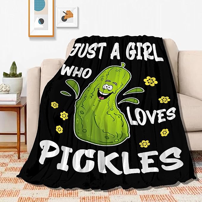 Just Girl Loves Pickles Blanket Soft Blankets and Throws Flannel Cozy Lightweight Quilt Gift Perfect for Bed Sofa Couch-40 x30 Extra Small for Pets