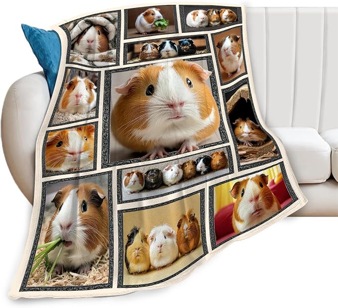 Guinea Pig Blanket Cute Animal Throw Blankets Gifts for Girls Boys Kids Guinea Pig Lover Soft Cozy Fleece Plush for Couch Sofa Bed 60"x50"
