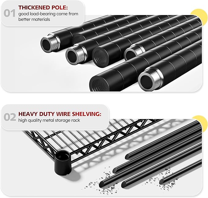 REIBII 75.6" H Storage Shelves Metal Shelving Unit with Wheels 55''W Garage Shelving Heavy Duty Wire Shelves for Storage Rack Adjustable Pantry Shelf Commercial Shelving, 75.6" H X 55.5''W X 24" D