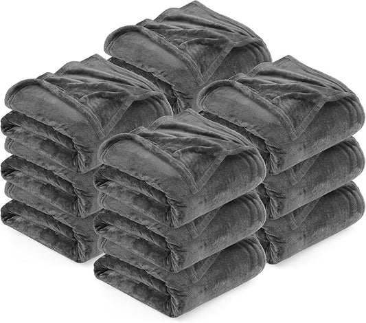 Utopia Bedding Grey 300GSM Fleece Blanket (Twin Size - 60x80 Inch) Luxury Soft Bed Blanket (Bulk Pack of 12)
