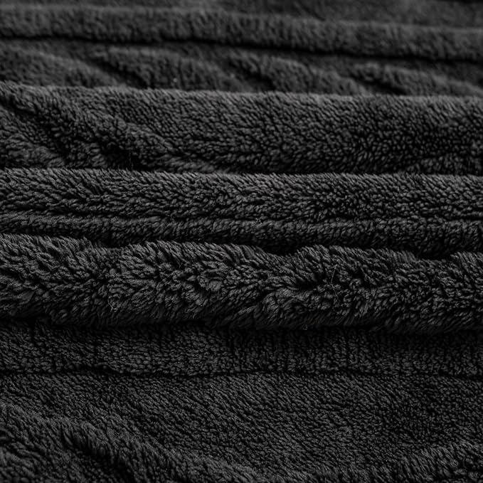 YUSOKI Sherpa Queen Size Blanket-3D Stylish Design Super Soft Fuzzy Cozy Warm Blanket Thick Plush Fluffy Furry Blankets for Teen Girls Women Couch Bed Sofa Chair Men Boys Gift(Black,90"x90")