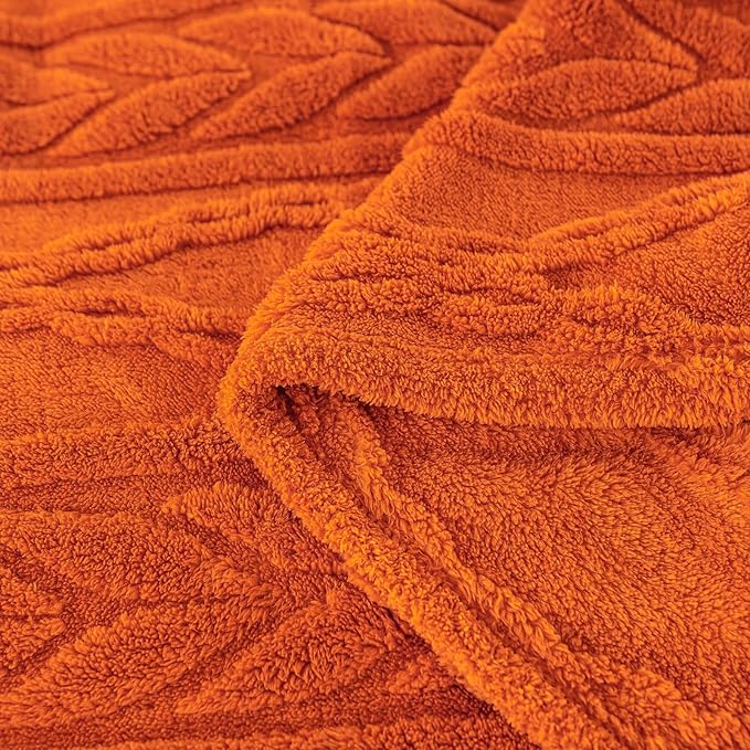 YUSOKI Sherpa Queen Size Blanket(Without Pillows)-3D Stylish Design Super Soft Blanket for Teen Girls Women Couch Bed Sofa Chair Gift(Burnt Orange,90"x90")