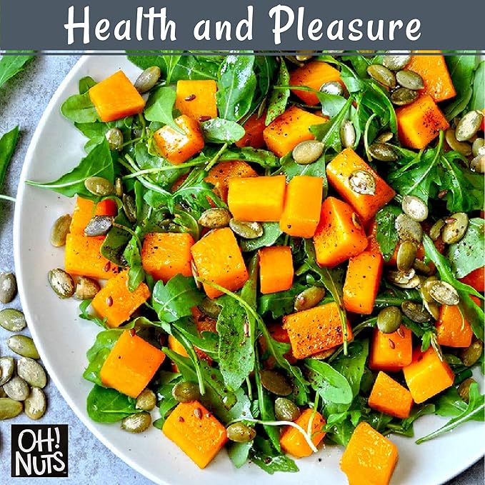 Oh! Nuts Pumpkin Seeds - Dry Roasted Unsalted - 2 lb - All-Natural Protein Power Unshelled Pepitas - Packed in New York Zip-Seal Bag for Exceptional Freshness