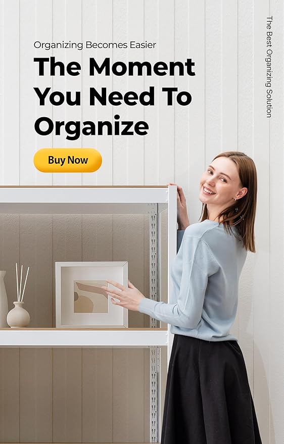 HOMEDANT House 5 Tier 24.4" W Laminated Metal Shelving Unit Adjustable Storage Utility Rack Heavy Duty Shelves Organization Multipurpose Shelf Kitchen Garage Pantry Closet 4 Pack