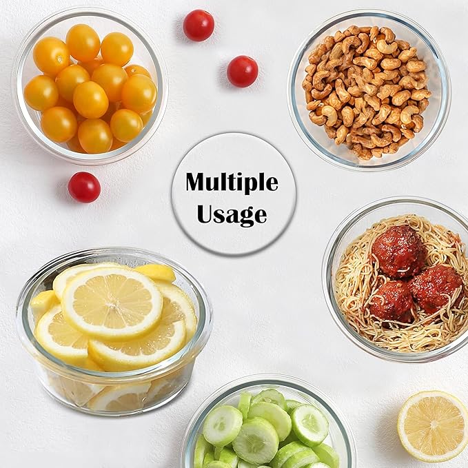 ARSUK 7oz Glass Food Storage Containers with Airtight BPA-Free Lids 6 Pack, 1 Cup Small Glass Freezer Containers for Sauce, Sides, Meal Prep - Reusable & Dishwasher Microwave Fridge Freezer Safe