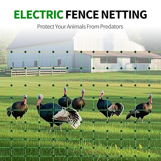 Electric Fence Netting, 49.6" H x 164' L, Portable Livestock Nets Mesh for Hogs, Chickens, Ducks, Geese, Hogs, Turkey, PE Net Fencing Used in Backyards, Farms and Ranches and Gardens
