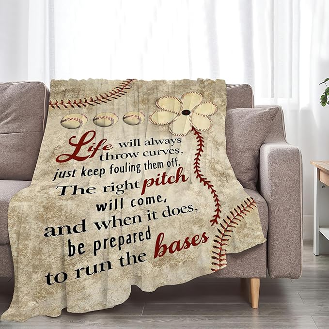 Baseball Blanket Gifts for Girls Boys Lovers Soft Warm Plush Baseball Life Throw Blanket Flannel Fleece Fuzzy Sport Stuff Blanket for Bed Couch Living Room Decor 50"X40"