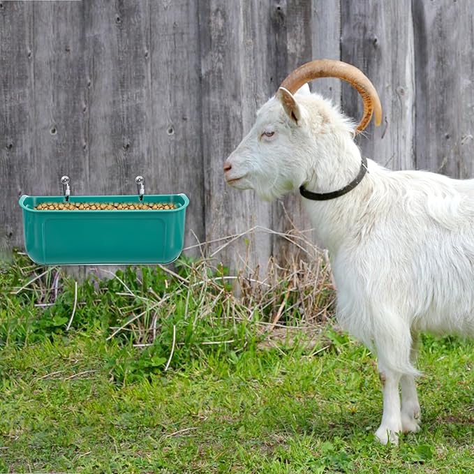 Goat Feeders Fence Hanging, 3.5 Quart Chicken Feeder Trough for Livestock Poultry 4 Pack