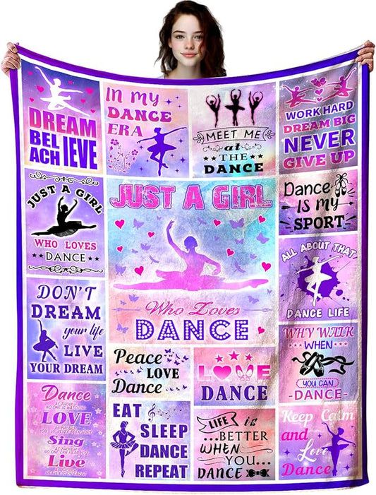 Dance Throw Blanket Plush Fleece Soft Lightweight Flannel Fleece Blankets Decor for Couch Sofa Living Room Bedding 60"X50"