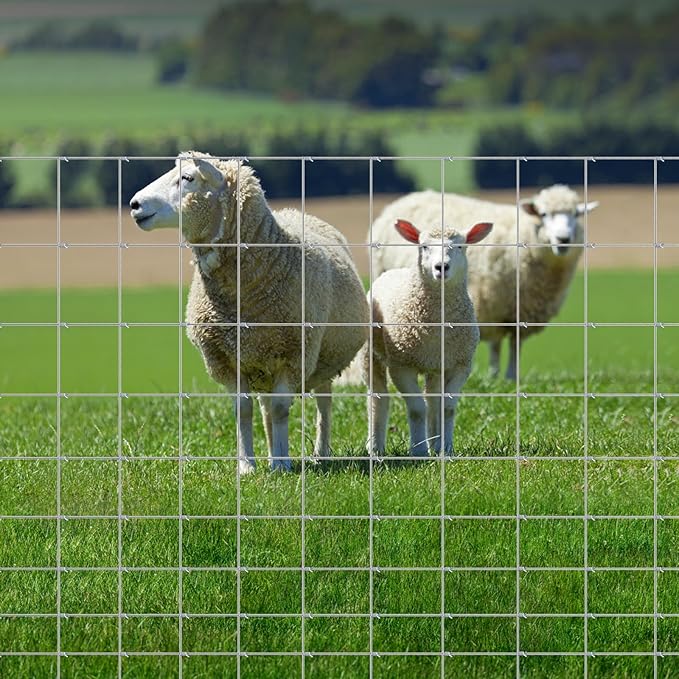 Farm Fence 4FT x 100FT, Heavy Duty Livestock Fence, Galvanized Welded Wire Fence for Deer, Cattle, Goat, Hog, Sheep, Animals and Field Protection