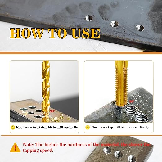 12Pcs Metric Drill and Tap Set with 1Pc Tap Wrench, M2 HSS Thread Tap Set from M2 to M6, Combination of Drill and Tap Set for Metal,with Box