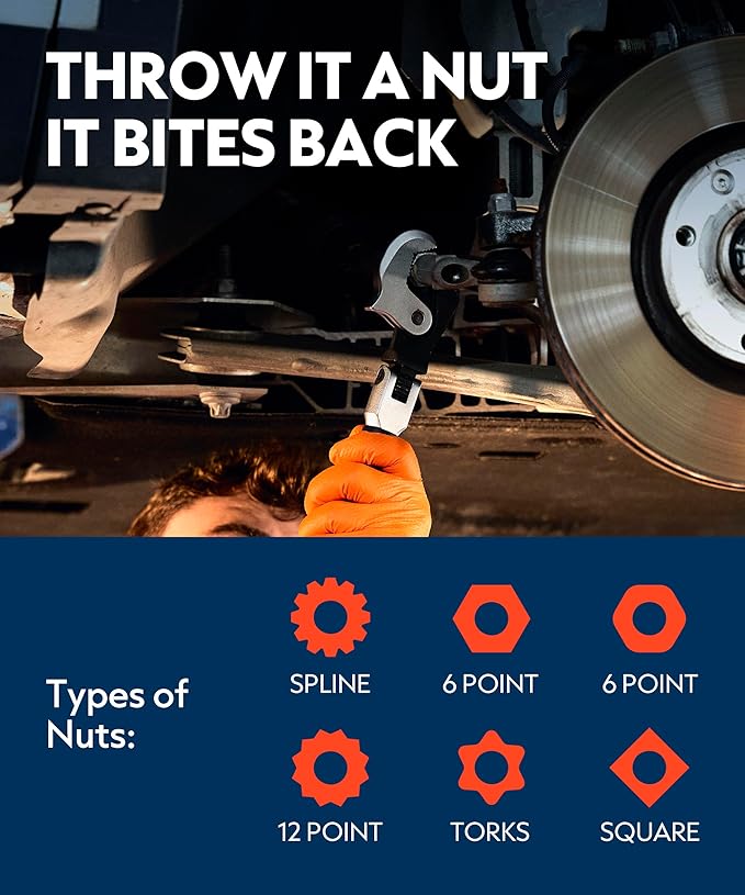 Self Adjusting Crowfoot Wrench, 9.5" Auto Jaw 9/16" to 1-1/4", 14 to 32 mm, Rust Resistant & Power Grip, Space-Saving Alternative to Wrench Sets for Car and Home Repairs