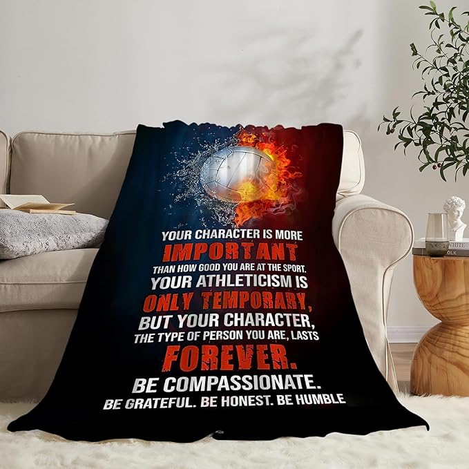 Volleyball Blanket Gifts for Boys Girls Soft Warm Plush Motivational Sport Throw Blanket Flannel Fleece Fuzzy Stuff Blanket for Bed Couch Living Room Decor 80"X60"