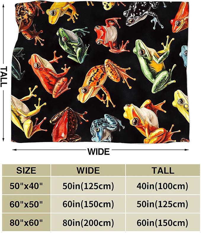 Frog Blanket Gifts for Girls Boys Soft Warm Plush Colorful Frog Animal Throw Blanket Flannel Fleece Fuzzy Blankets for Kids Lover Bed Couch Living Room Decor 60"X50"