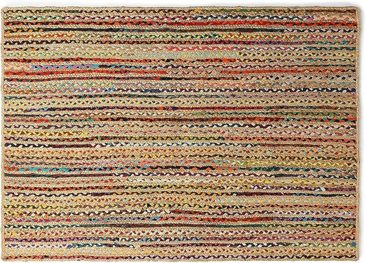 REDEARTH · Jute Cotton Chindi Area Rug - 4'x6' Rectangular Rug, Handwoven, Non-Shedding, Soft & Durable – Multi Tones for Home Décor in Living Room, Dining Room, Bedroom