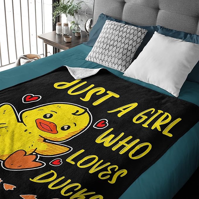 Girl Loves Ducks Custom Throw Blanket with Your Text Personalized Blankets Best Gifts for Family, Friends 50"x40" Small for Kids