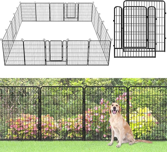 No Dig Decorative Garden Fence with Gate Rustproof Metal Fence Panels, 40in(H) x 53Ft(L) Garden Fencing for Yard 20 Panels Animal Barrier Fence for Dogs, Rabbit, Patio