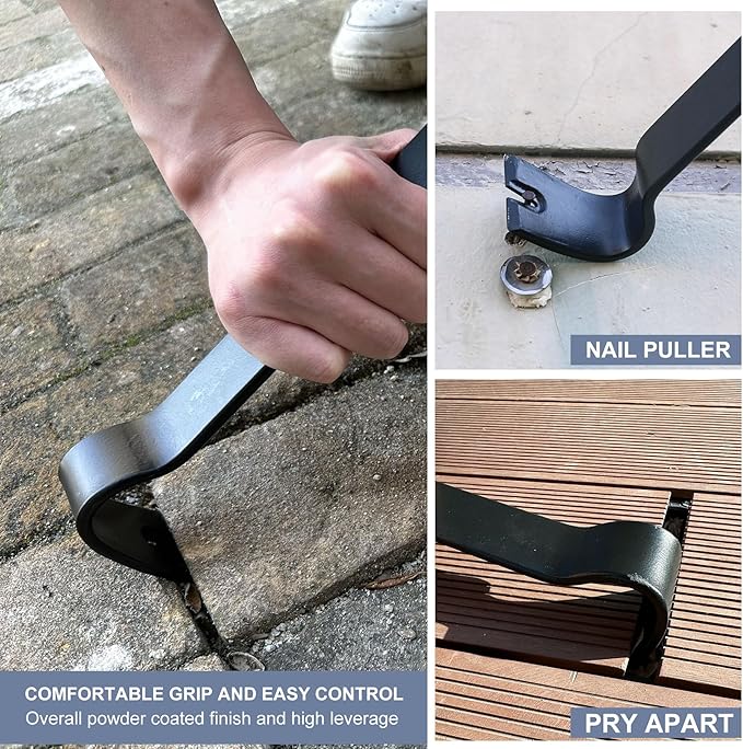 4-Piece Flat Pry Bar Set - 15",12",7",5.25" Heavy Duty Nail Puller, Utility Claw Bar, Wonder Bar, Crowbar, Mini Pry Bar, High Carbon Steel Forged Nail,baseboard and trim removal tool kit