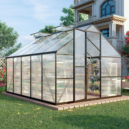 8x10 FT Greenhouse for Outdoors,Green House for Outside,Dark Gray