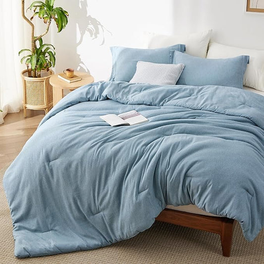 Bedsure Full Comforter Set - Storm Blue Soft Bedding for All Seasons, Cationic Dyed Bed Set, 3 Pieces, 1 Full Size Comforter (82"x86") and 2 Pillow Shams (20"x26"+2")