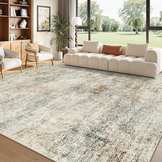 Madane Washable 6x9 Area Rugs for Living Room, Soft Floral Print Area Rug with Non Slip Backing, Vintage Stain Resistant Rugs with Low Pile for Bedroom Dining Room (6 x 9, Mutil)