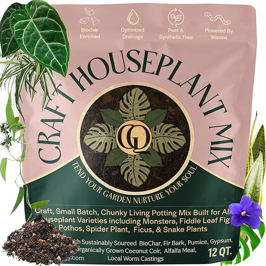 Craft Organic Houseplant Potting Mix, Elite House Plant Soil, Chunky, Well Draining Potting Soil for All Indoor Plants, Tropical Plants & Flowers, Sustainable & Peat Free, Less Prone to Gnats, 12QT
