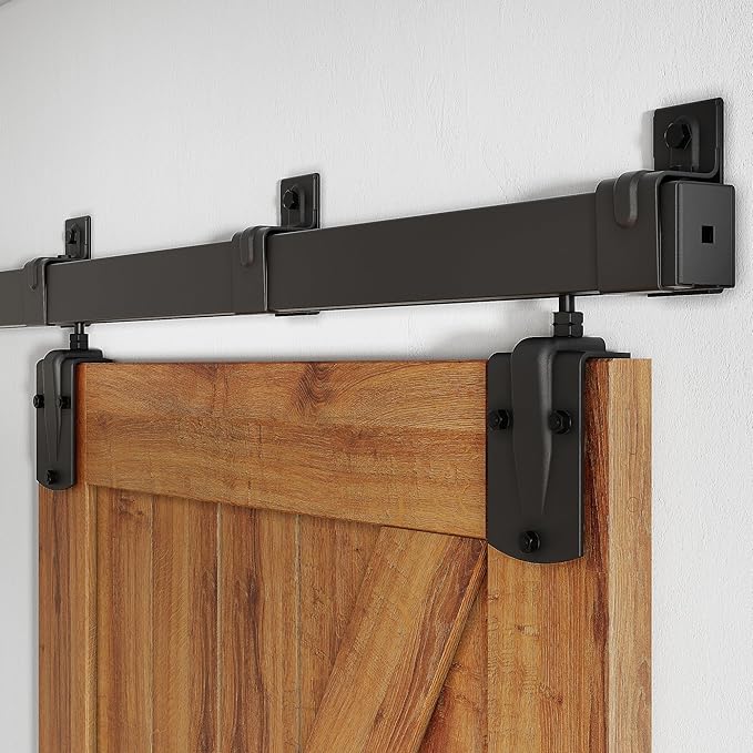 SMARTSTANDARD 7FT Box Rail Hardware - Exterior Barn Door Hardware Kit,Sliding Barn Door Hardware,Heavy Duty Wall Mount Kit,Fit Indoor and Exterior Door,Easy to Install(Widest to 42" Wide Door)