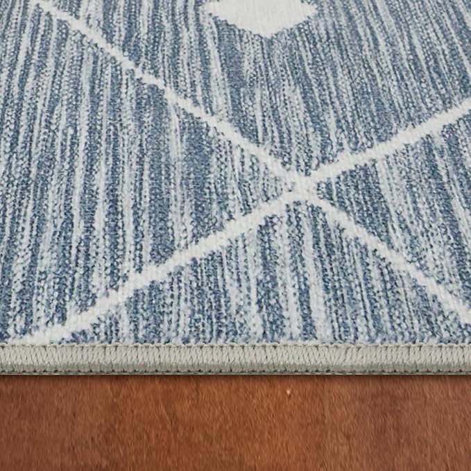 Wyatt & Ash Blue Grey Seta Imagine Printed Chenille 9' x 12' Non Skid & Machine Washable Area Rug