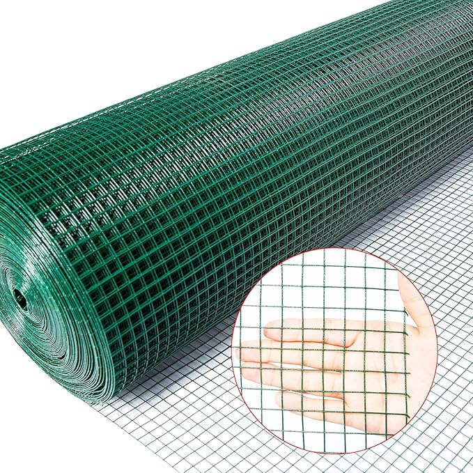 Hardware Cloth 1/2inx36inx100ft,Chicken Wire Fencing,Welded Wire Mesh, Vinyl PVC Coated Mesh,Coop Garden Plant for Rabbit,Snake,Rodent,Foxes,Raccoons Poultry Netting Cage Farm Protection