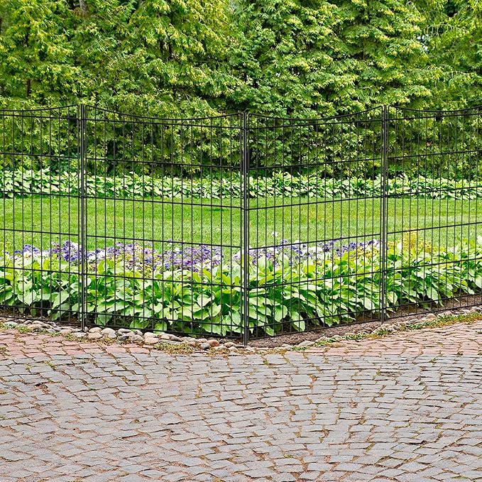 INJOPEXI Decorative Garden Fence 6 Panels 13ft(L)×36in(H) Garden Fences with 6 Panels Rustproof Metal Wire No Dig Temporary Animal Barrier Fencing Outdoor Dog Fence for Yard Patio - Without Gate