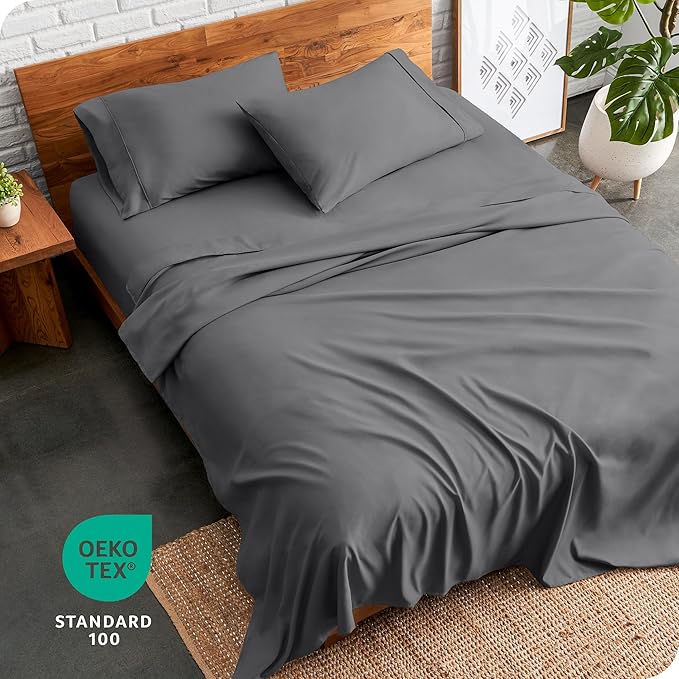 Bare Home Split King Sheet Set - 1800 Ultra-Soft Microfiber Bed Sheets - Double Brushed - Deep Pockets - Easy Fit - 5 Piece Set - Bed Sheets & Pillowcases (Split King, Grey)