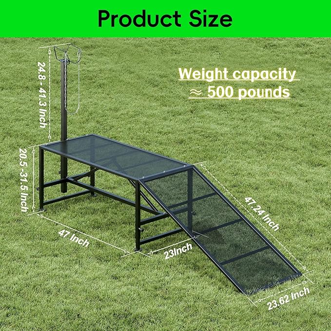 Metal Trimming Stand for Sheep Goat Milking Stand with a Ramp Livestock Stand with Adjustable Headpiece Goat Milking Stand for Clipping Hooves Black