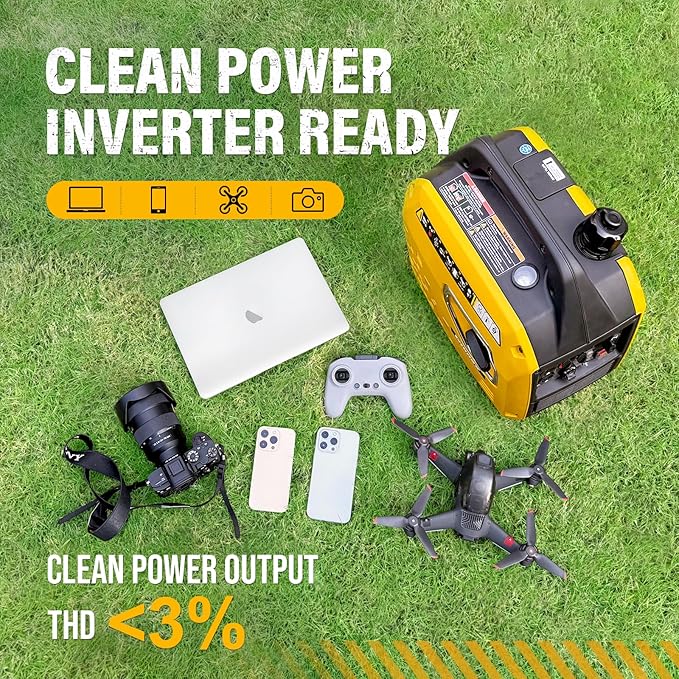 2500W Inverter Generator, RV Ready Gas Powered,Portable Generator Clean Energy Source with CO Sensor Parallel Capable and Super Quiet EPA Compliant for Outdoor