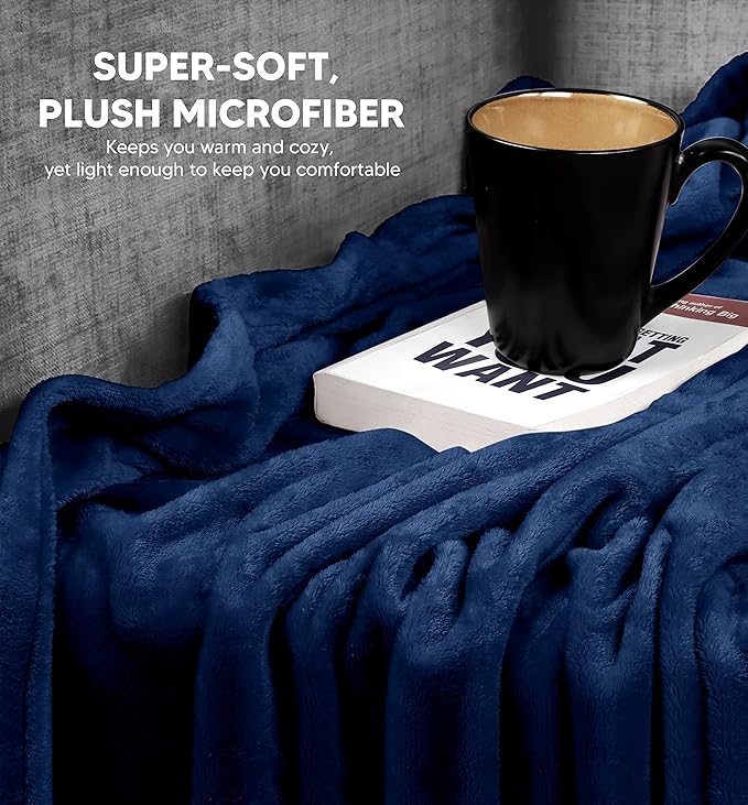 Utopia Bedding Navy 300GSM Fleece Blanket (Queen Size - 90x90 Inch) Luxury Soft Bed Blanket (Bulk Pack of 9)