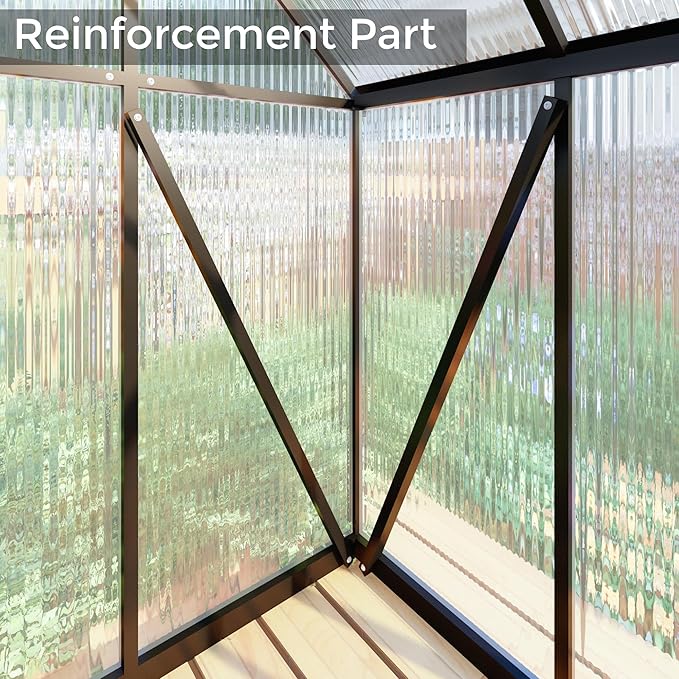 6 x 8 FT Greenhouse for Outdoors,Aluminum Large Walk-in Greenhouse,Dark Gray