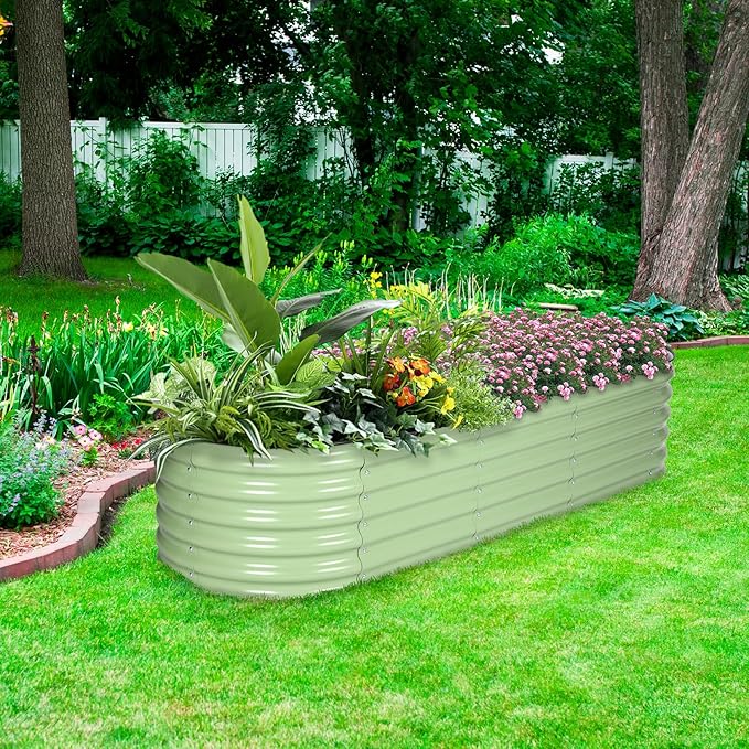 BPS 6-in-1 Metal Raised Garden Bed, 5.5x4 FT Galvanized Planter Raised Beds for Vegetables, Flowers 17'' Extra Tall