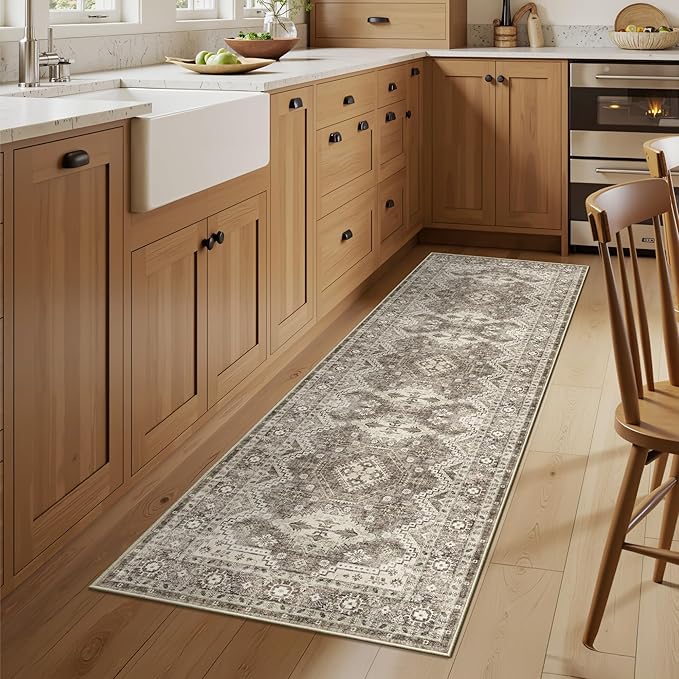 Rugland 2'6x8' Runner - Stain Resistant Entryway Rug, Anti Slip Backing Hallway Runner Rug, Vintage Tribal Area Rugs (TPR07-Ivory, 2'6x8')