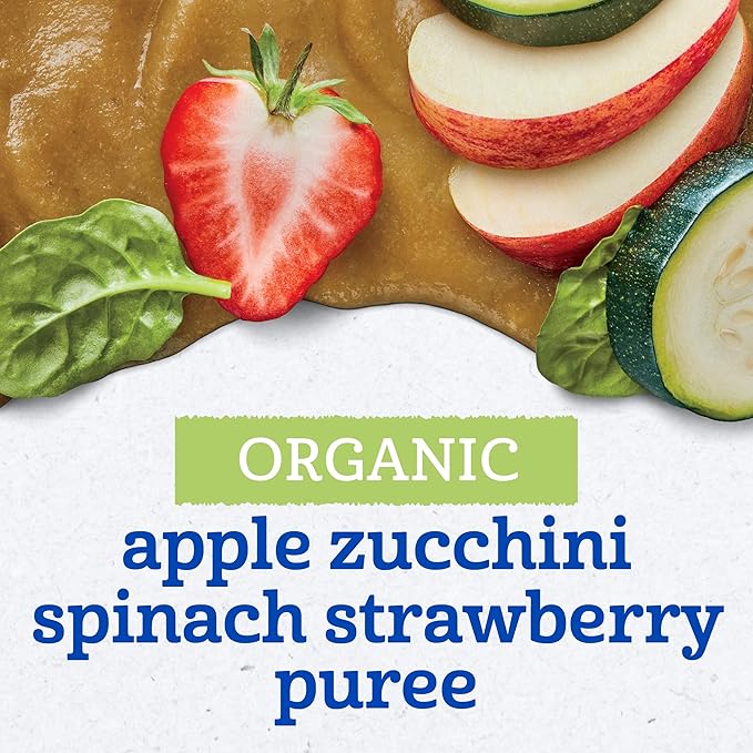 Gerber Organic Baby Food Pouches, 2nd Foods for Sitter, Apple Zucchini Spinach Strawberry, 3.5 Ounce (Pack of 12)