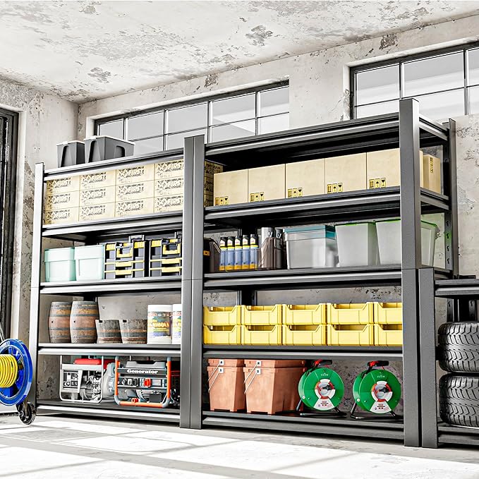 Storage Shelves Garage Shelving Heavy Duty - 72''H Garage Shelves Adjustable 5 Tier Metal Shelving Unit Storage Rack Shelving Industrial Utility Shelf 16" D x36 W x78 H（2 Pieces）
