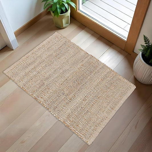 REDEARTH · Jute Cotton Area Rug - 2'x3' Rectangular Rug, Sustainable Handwoven, Non-Shedding, Soft & Durable – Reversible, Neutral Tones for Home Décor in Living Room, Dining Room, Bedroom