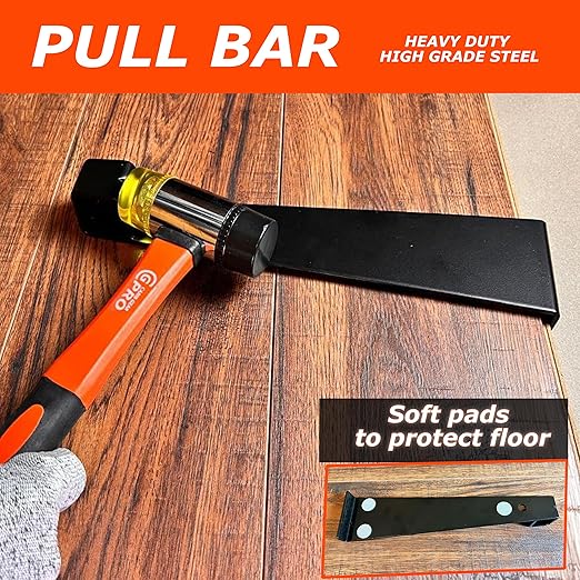 43-Piece Laminate Flooring Installation Kit Tapping Block with Handle Heavy Duty Pull Bar, Reinforced Mallet, 40 Spacers, Vinyl Plank & Wood Floor Tools, Flooring Kit for Laminate & Vinyl Planks