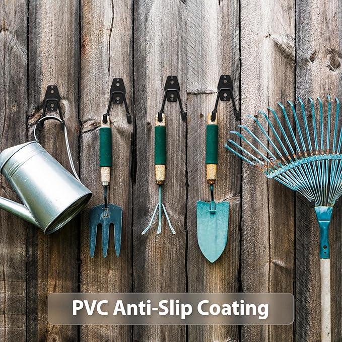 Garage Hooks with Anti-Slip Coating,Heavy Duty Wall Mount Storage Hooks for Hanging Bike,Hose,Ladder,Yard,Garden Tools (8 Pack Black 4.5x2.75 inch)