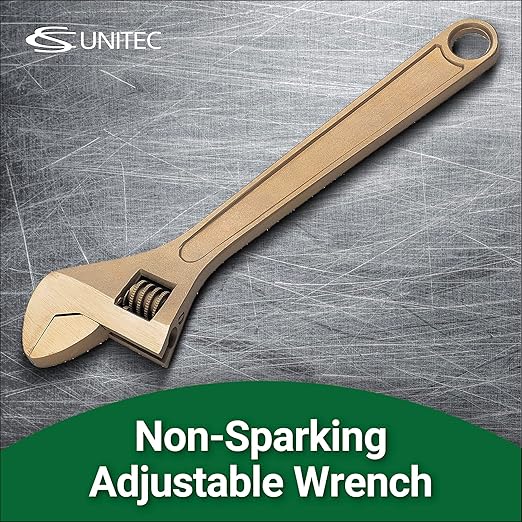 CS Unitec | Non-Sparking & Non-Magnetic Adjustable Wrench | 12in Aluminum Bronze Tool, TUV Certified & Beryllium Free