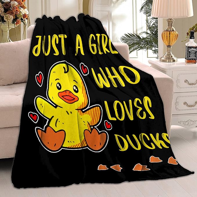 Just Girl Loves Ducks Blanket Soft Blankets and Throws Flannel Cozy Lightweight Quilt Gift Perfect for Bed Sofa Couch-50 x40 Small for Kids