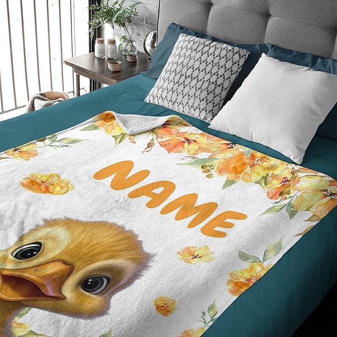 Custom Cute Duck Blanket Soft Blankets and Throws Flannel Cozy Lightweight Quilt Gift Perfect for Bed Sofa Couch-80 x60 Large for Adult