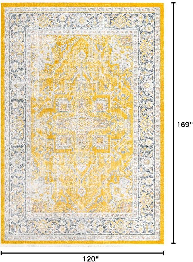 Unique Loom Baracoa Collection Area Rug - Prado (10' x 14' 1" Rectangle, Yellow/ Ivory)