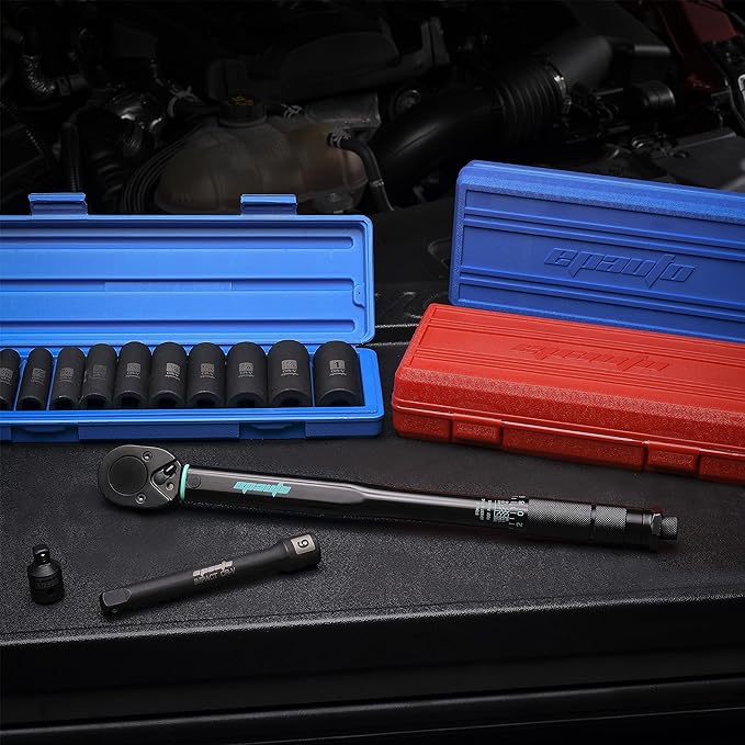 EPAuto 1/2-inch Drive Click Torque Wrench, 10-150 ft/lb, 13.6-203.5 N/m, Black