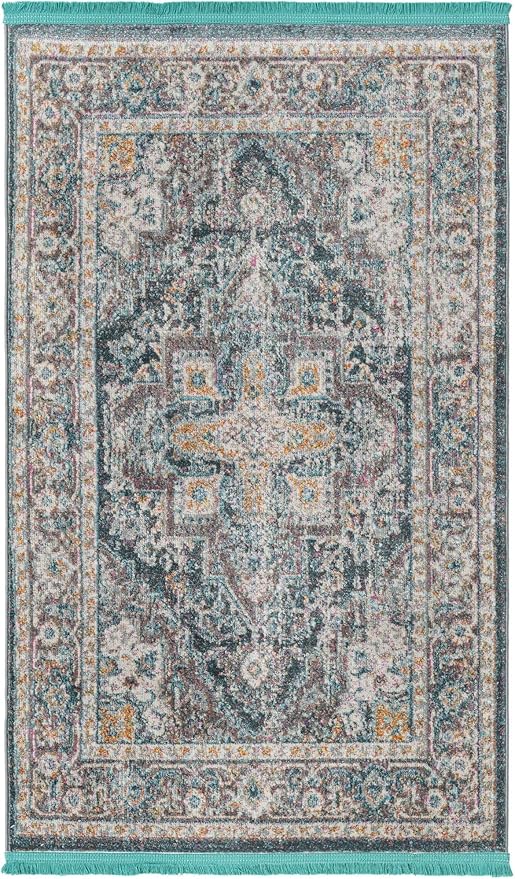 Unique Loom Baracoa Collection Area Rug - Prado (3' x 5' 1" Rectangle, Gray/ Blue)